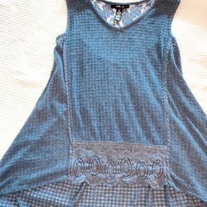 Long blue flowy tank top